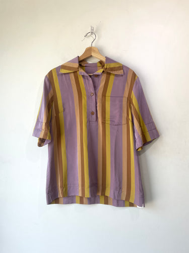 Dries van Noten Lavender Yellow Striped Shirt