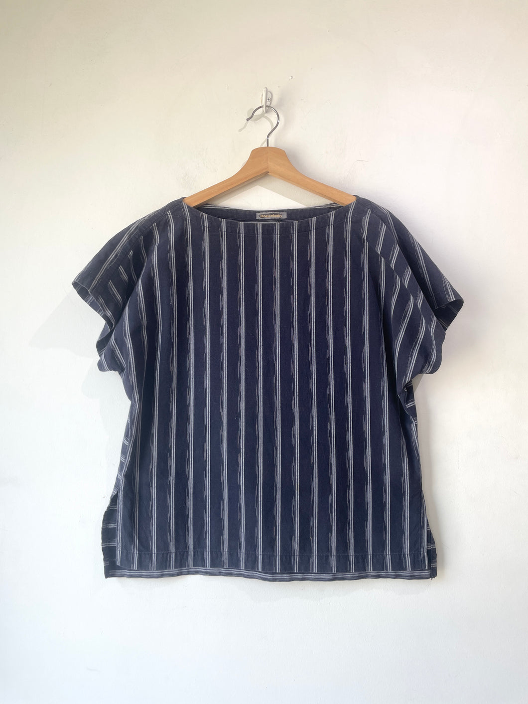 Issey Miyake Navy Striped Tunic Top