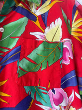 Vintage Red Tropical Monstera Leaf Hawaiian Shirt