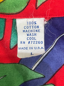 Vintage Red Tropical Monstera Leaf Hawaiian Shirt