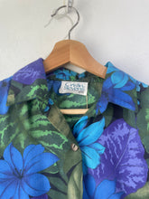 Vintage Cristin Stevens Blue Green Floral Hawaiian Shirt