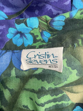 Vintage Cristin Stevens Blue Green Floral Hawaiian Shirt