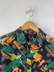 Vintage Green Orange Black Brushstroke Shirt