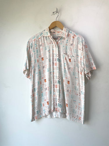 Anne Pinkerton Orange Blue Geometric Hawaiian Shirt