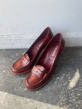 Prada Brown Leather Loafer Heels Size 36.5