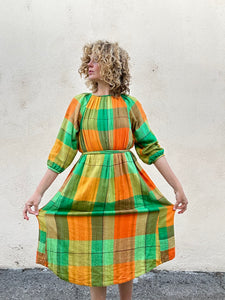 Ace & Jig Green and Orange Plaid Reversible Dress