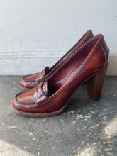 Prada Brown Leather Loafer Heels Size 36.5