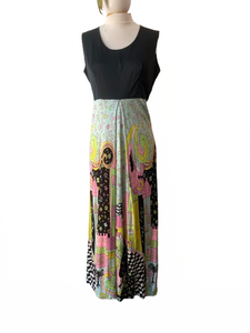 Vintage Black Psychedelic Colorful City Dress
