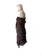 Veronica Beard Black Red Floral One Shoulder Dress