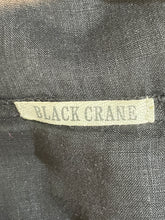 Black Crane Linen Cocoon Midi Dress