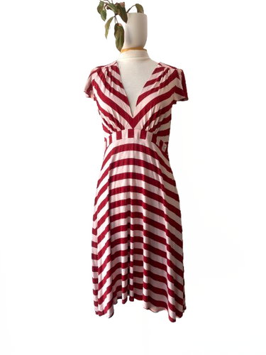 Sonia Rykiel Metallic Red Striped Knit Dress