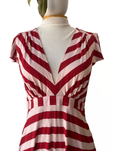 Sonia Rykiel Metallic Red Striped Knit Dress
