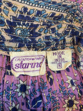 Vintage Starina Purple Floral Gauze Metallic Dress