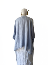 Eskandar Baby Blue Wide Linen Top