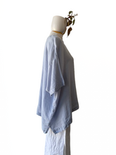 Eskandar Baby Blue Wide Linen Top