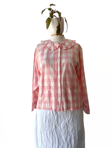 Doen Pink Gingham Peter Pan Collar Blouse