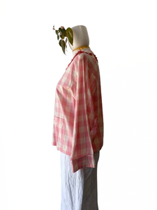 Doen Pink Gingham Peter Pan Collar Blouse
