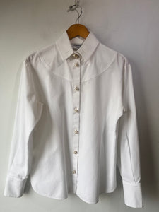 Chanel White Tuxedo Shirt with Pearl Buttons