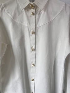 Chanel White Tuxedo Shirt with Pearl Buttons