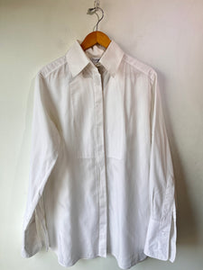 Chanel White Yoked French Cuff Tuxedo Shirt