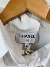 Chanel White Yoked French Cuff Tuxedo Shirt