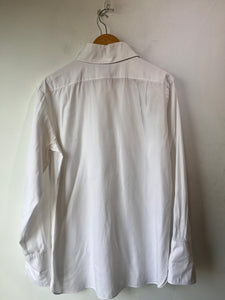 Chanel White Yoked French Cuff Tuxedo Shirt