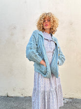 Doen Light Blue Pompom Cable Knit Cardigan