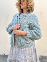 Doen Light Blue Pompom Cable Knit Cardigan