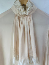 Vintage Cream Silk Blouse with Lace Collar and Bib