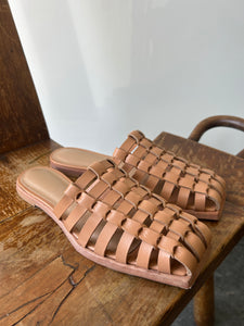 Wal and Pai Tan Braided Leather Slides