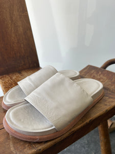 Wal and Pai White Leather Slides