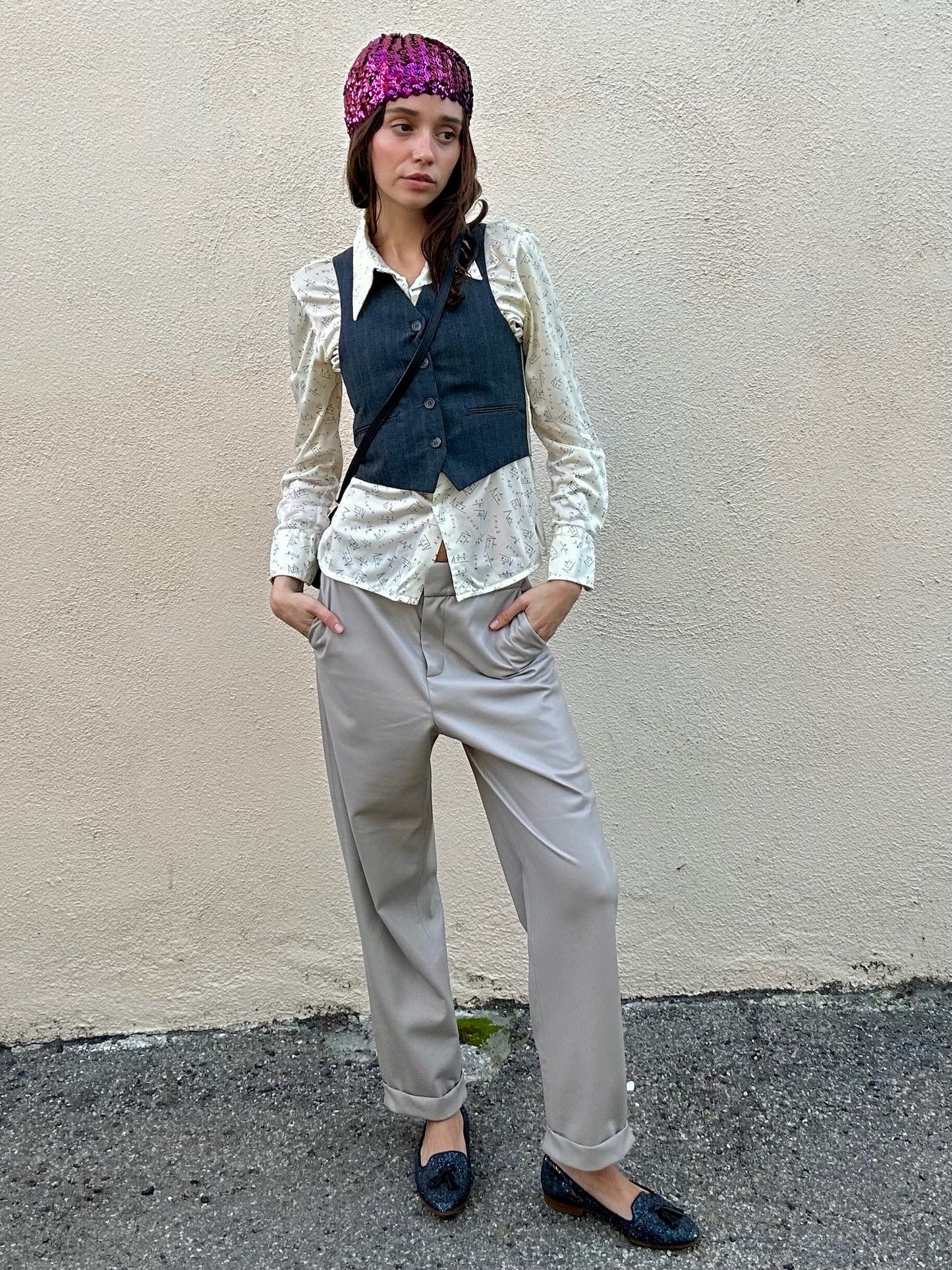 Donata Davidoff Grey Vegan Leather Pants - The Curatorial Dept.