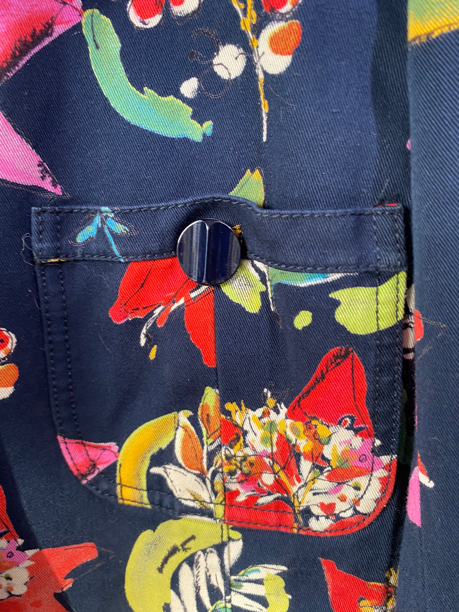Vintage Emanuel Ungaro Navy & Floral Pattern Jacket
