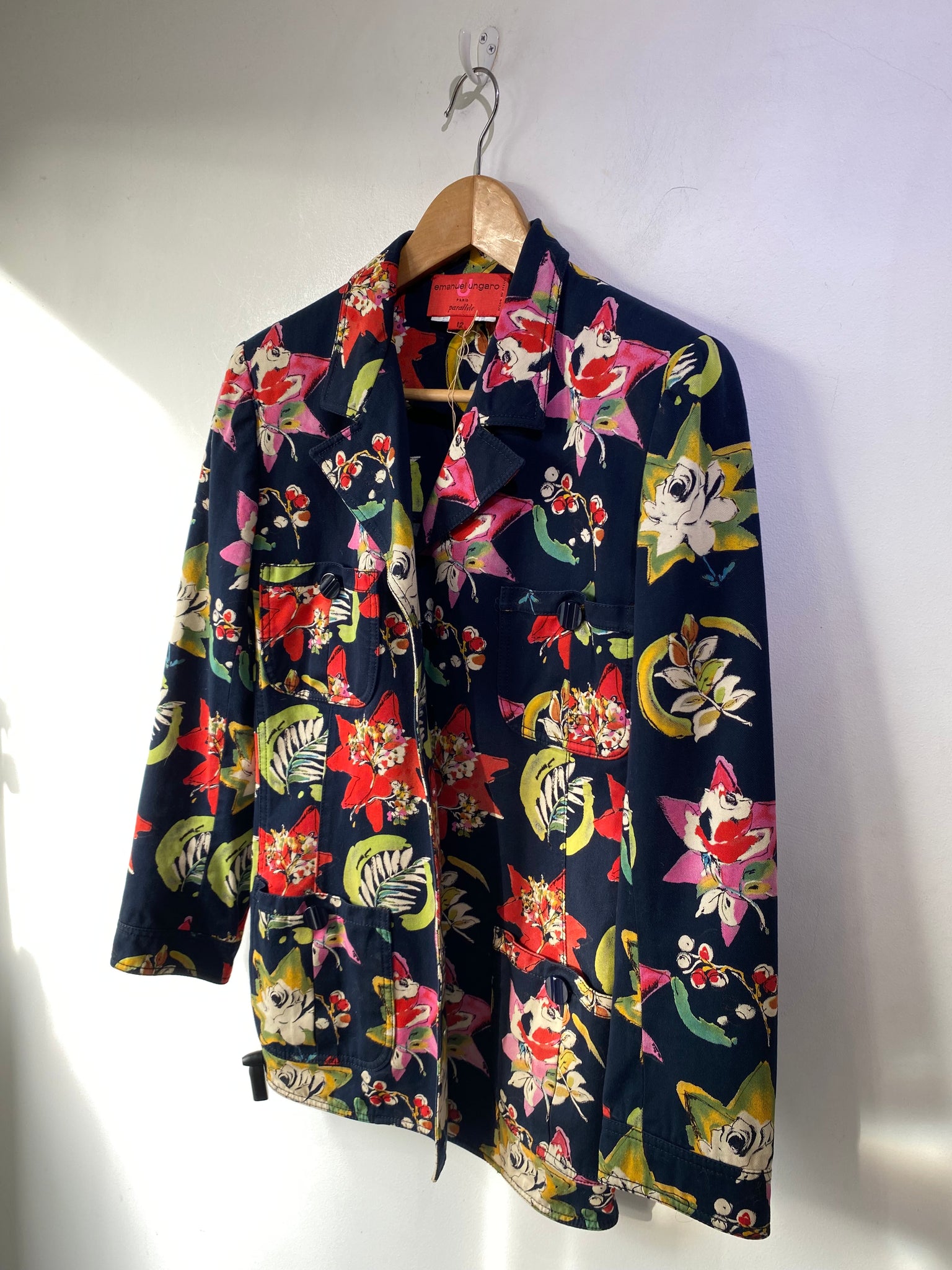 Vintage Emanuel Ungaro Navy & Floral Pattern Jacket