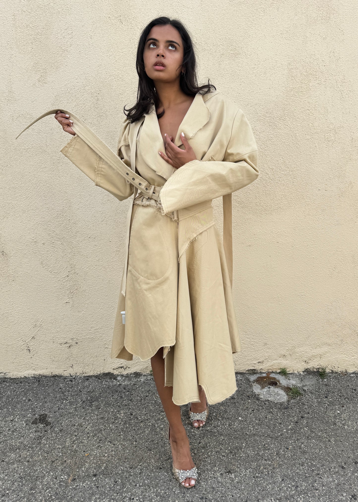 Vivienne Westwood Khaki Puff Sleeve Trench Coat - The Curatorial Dept.