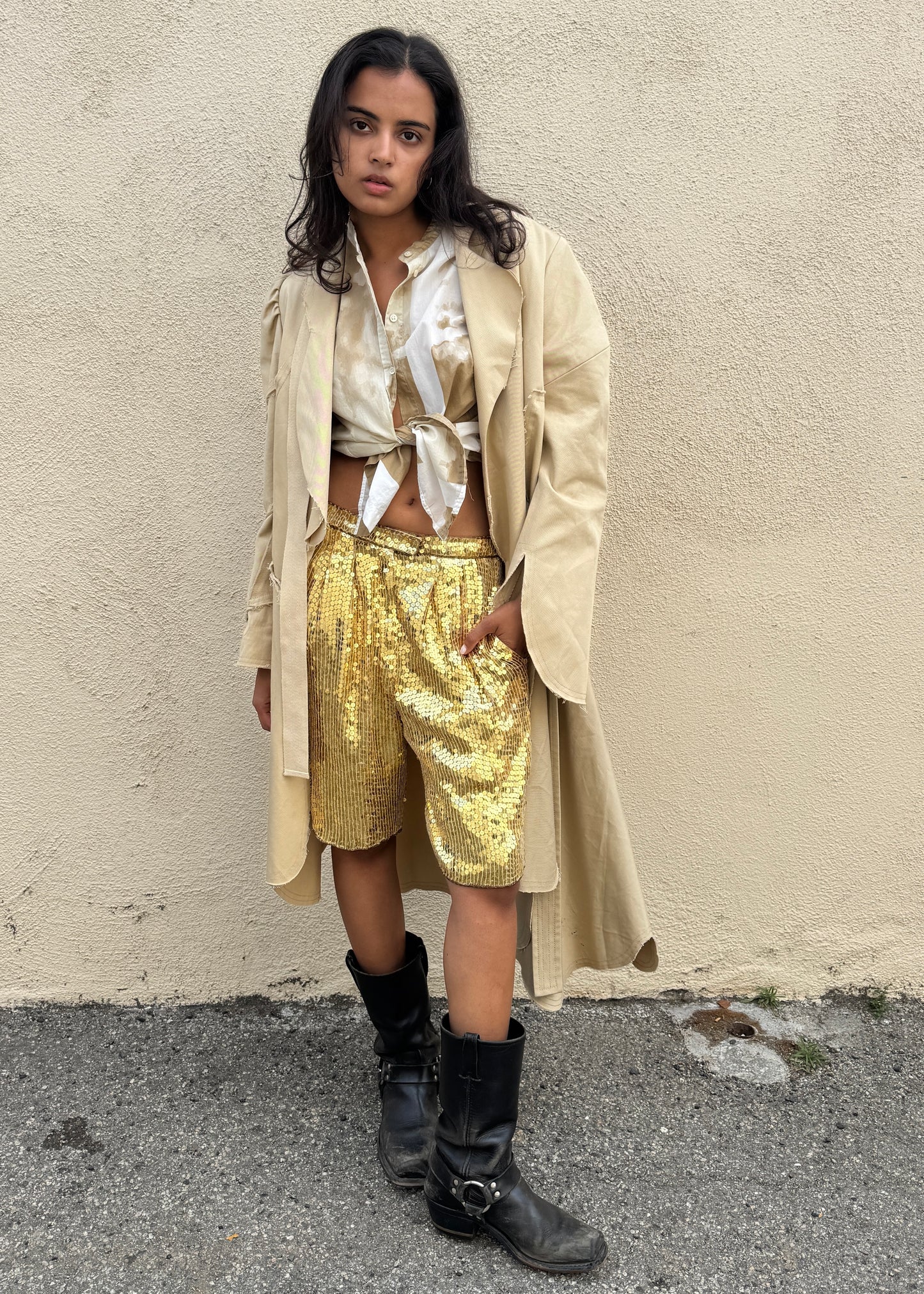 Vivienne Westwood Khaki Puff Sleeve Trench Coat - The Curatorial Dept.
