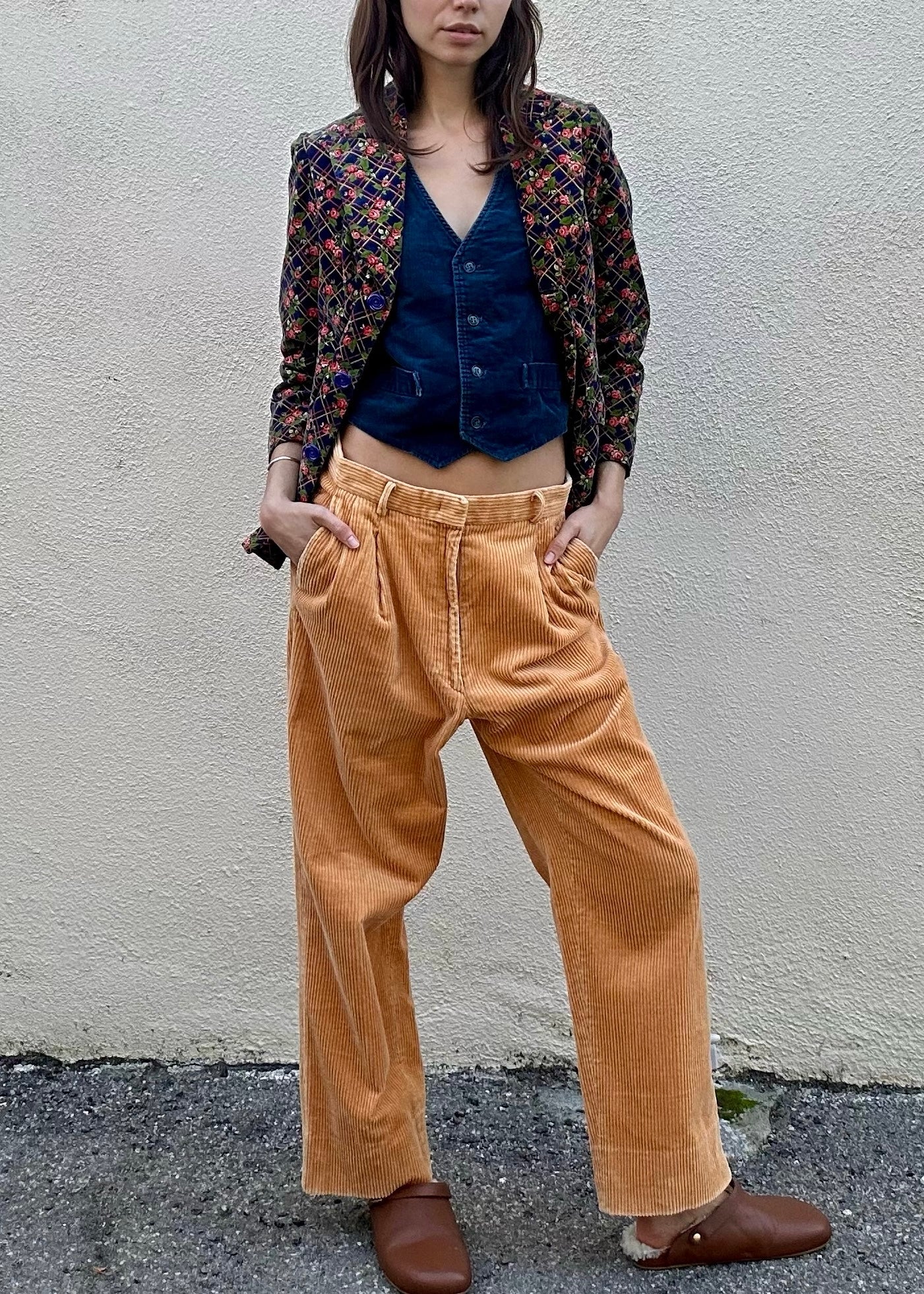 Spasso Yellow Wide Wale Corduroy Pants - The Curatorial Dept.