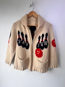 Vintage Cowichan Bowling Motif Sweater