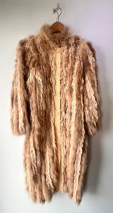 Zaharoff Cream + Tan Fur and Woven Yarn Stripe Coat