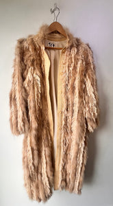 Zaharoff Cream + Tan Fur and Woven Yarn Stripe Coat