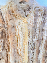 Zaharoff Cream + Tan Fur and Woven Yarn Stripe Coat