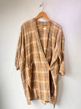 Issey Miyake Brown Plaid Linen Duster Jacket