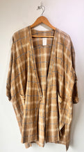 Issey Miyake Brown Plaid Linen Duster Jacket