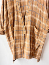 Issey Miyake Brown Plaid Linen Duster Jacket