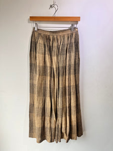 Vintage 1980s Issey Miyake Brown Plaid Linen 2 Piece Set