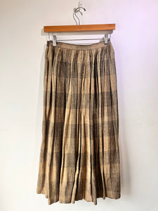 Vintage 1980s Issey Miyake Brown Plaid Linen 2 Piece Set