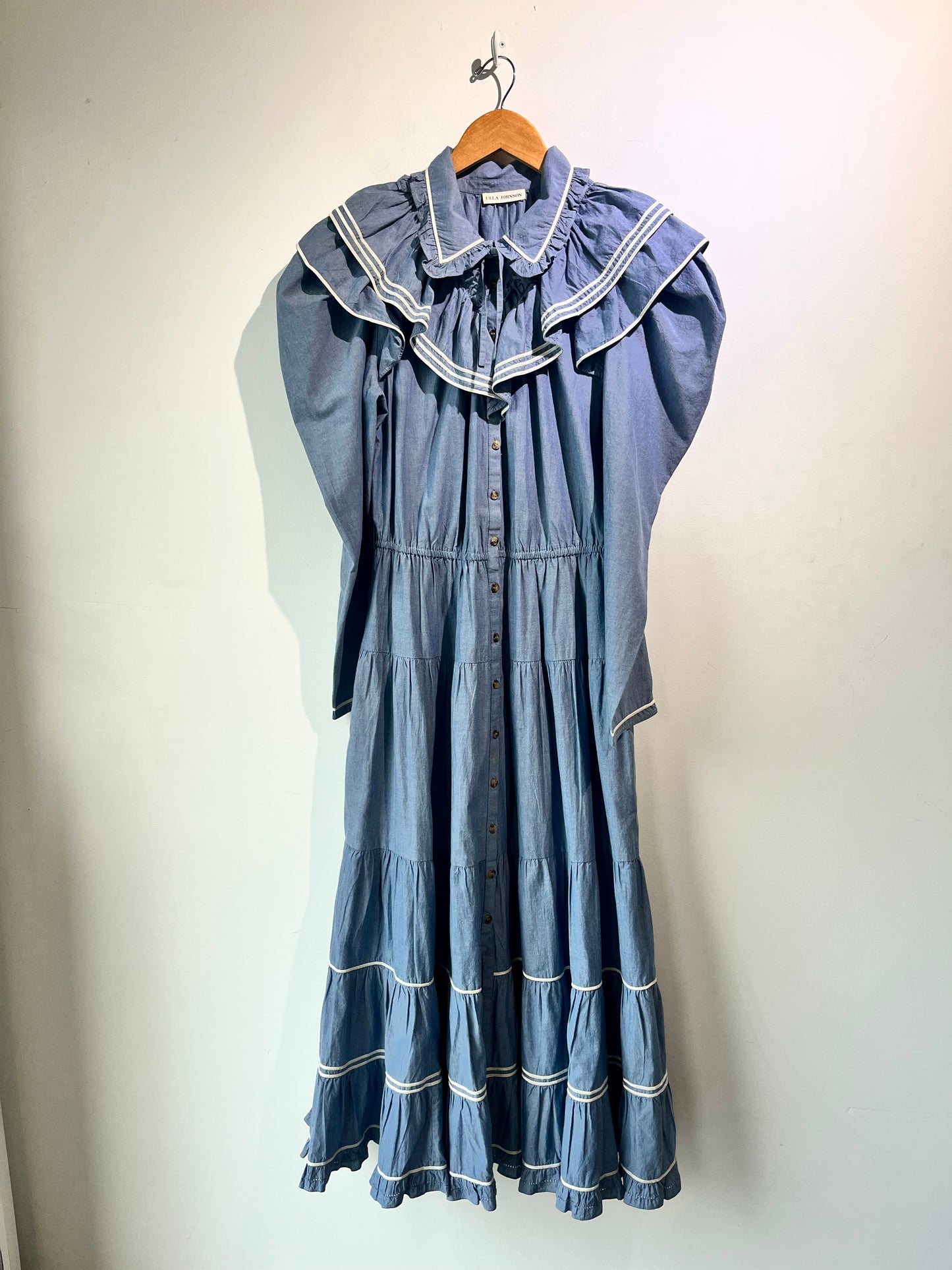 Ulla Johnson Blue Chambray Ruffle Dress The Curatorial Dept. Ulla Johnson Blue Chambray Ruffle Dress The Curatorial Dept.