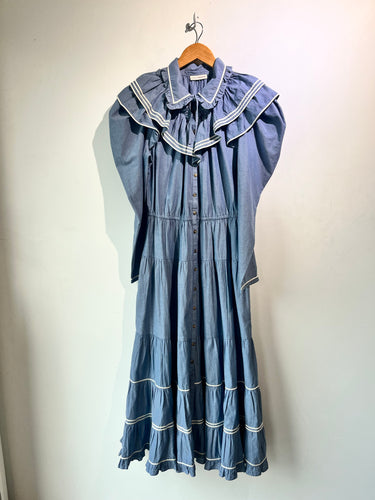 Ulla Johnson Blue Chambray Ruffle Dress