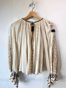 Isabel Marant Cream Linen Top with Gold Sequins