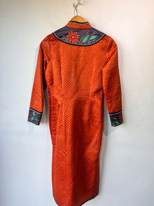 Vintage Hand Painted Rust Quilted Two Piece Jacket and Dress